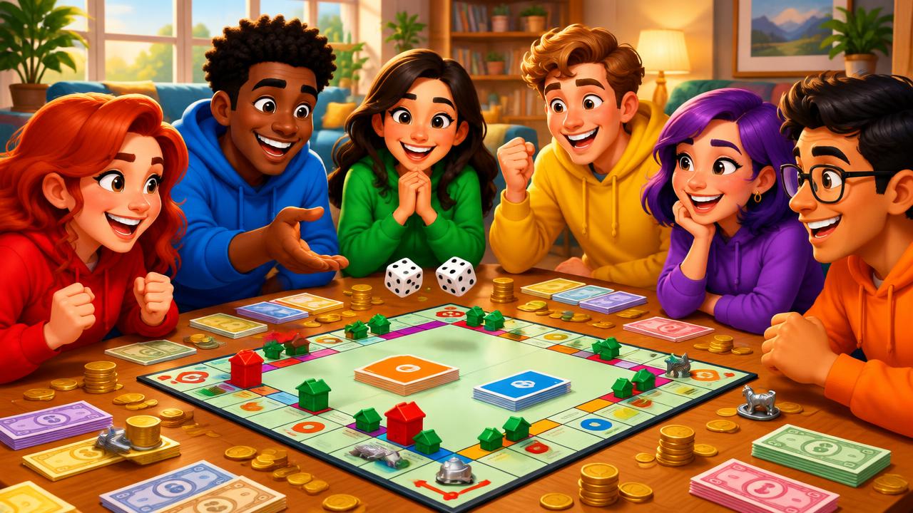 Six Kingdoms concept art: six friends playing around one table
