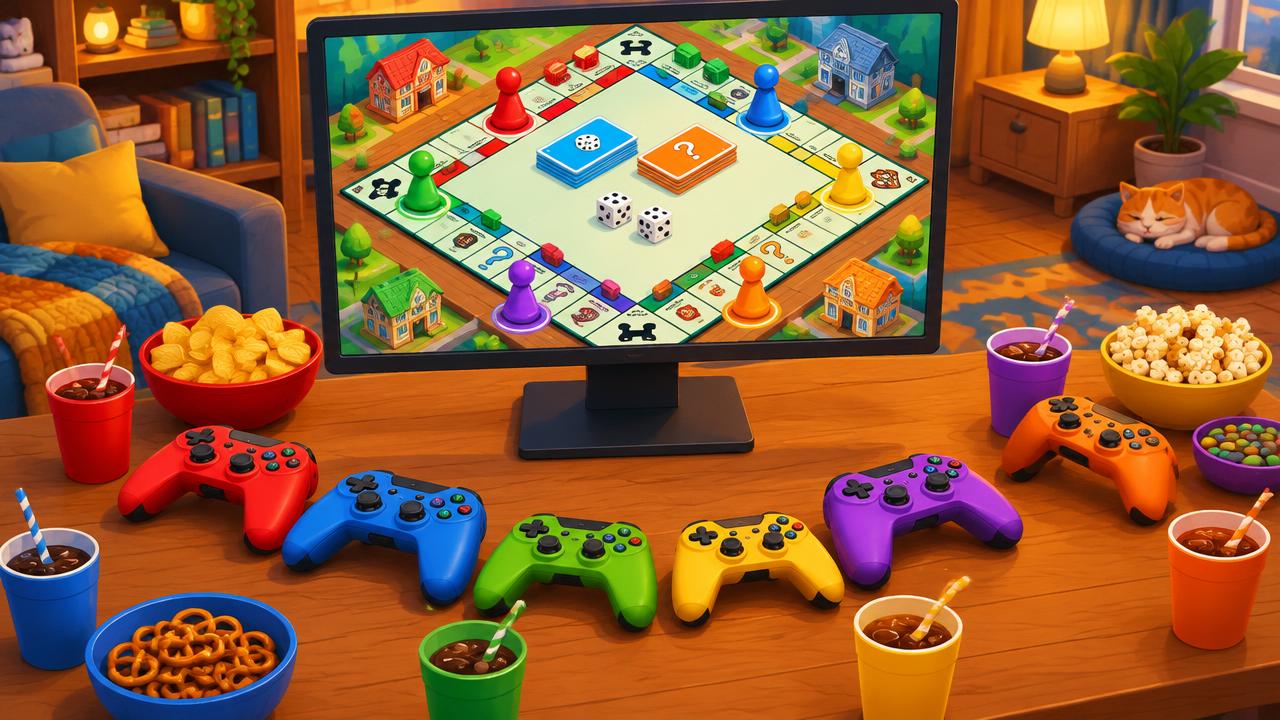 Six Kingdoms concept art: six controllers around one screen